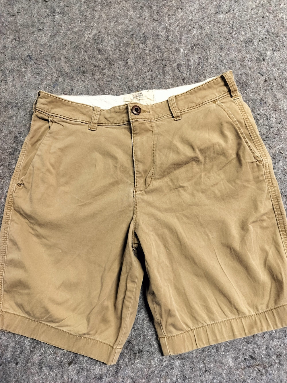 Hollister Men's Beige Cotton Chino Shorts Classic Fit Flat Front Stretch sz 31